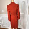 KASPER Polyester Skirt Suit Scarf Size 12 Cayenne Lined Pleated Business 3PC New