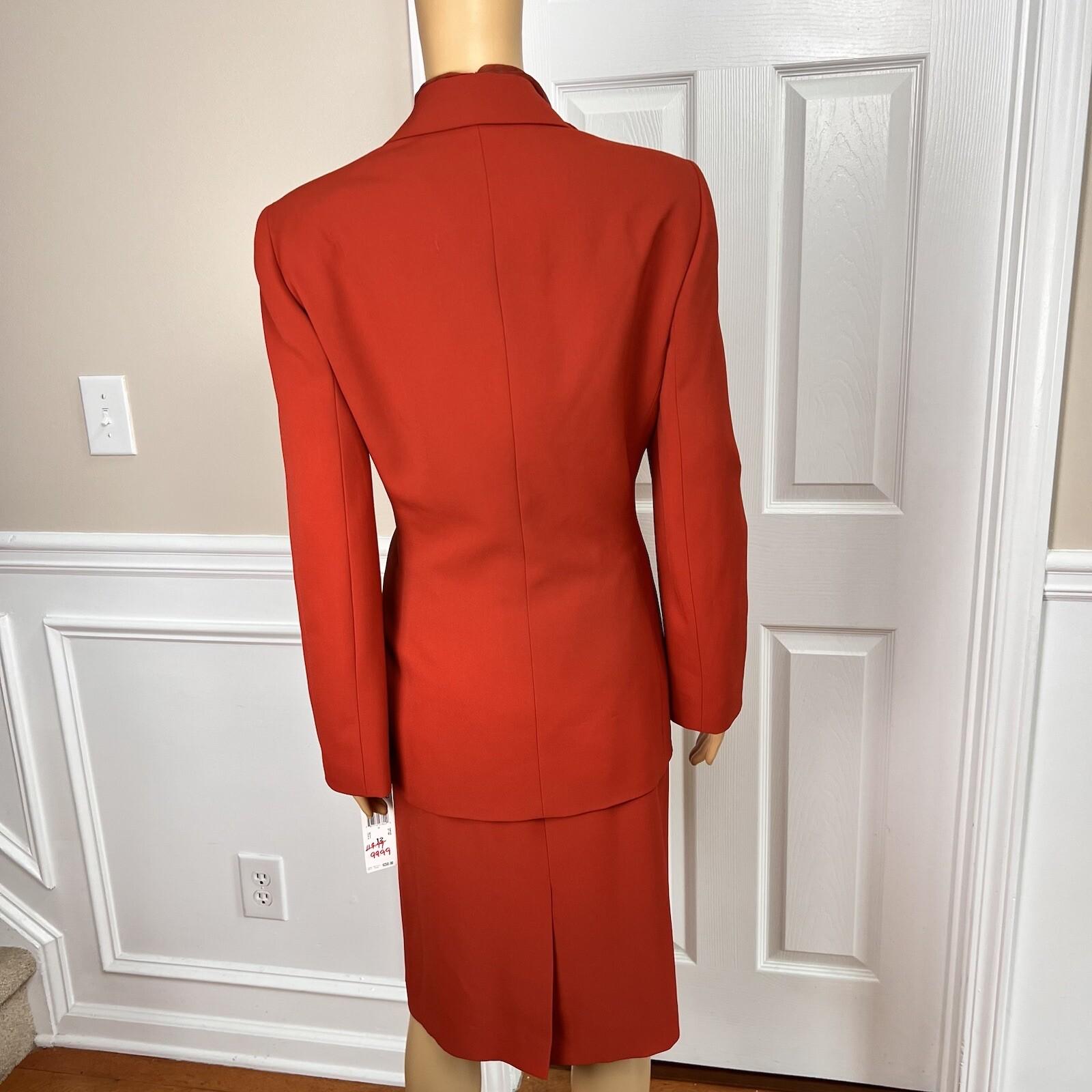 KASPER Polyester Skirt Suit Scarf Size 12 Cayenne Lined Pleated Business 3PC New