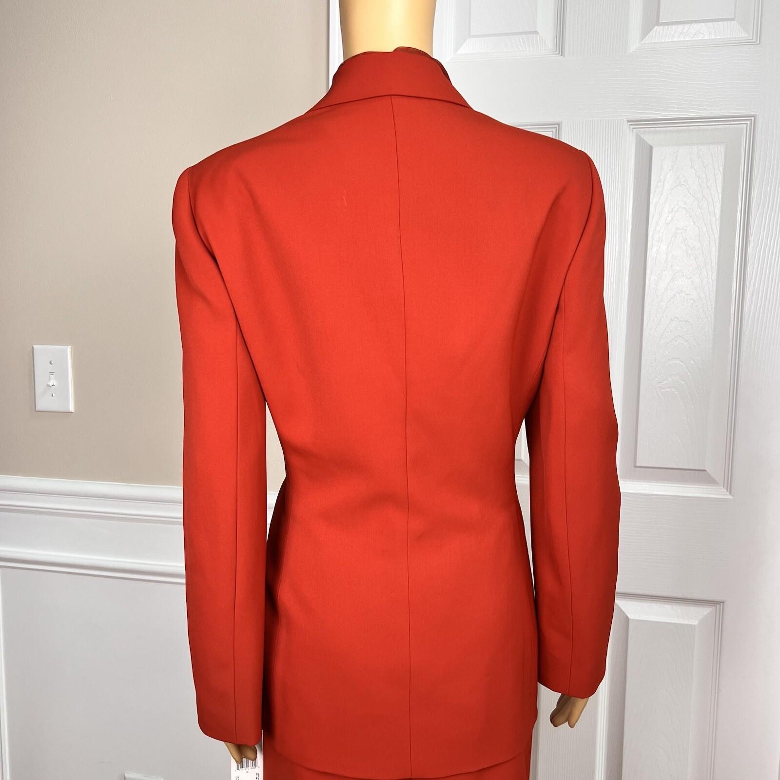 KASPER Polyester Skirt Suit Scarf Size 12 Cayenne Lined Pleated Business 3PC New
