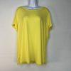 Jason Wu Jersey Stretch Top Size 1X Yellow Fringe Scallop Hem Short Sleeve