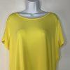 Jason Wu Jersey Stretch Top Size 1X Yellow Fringe Scallop Hem Short Sleeve