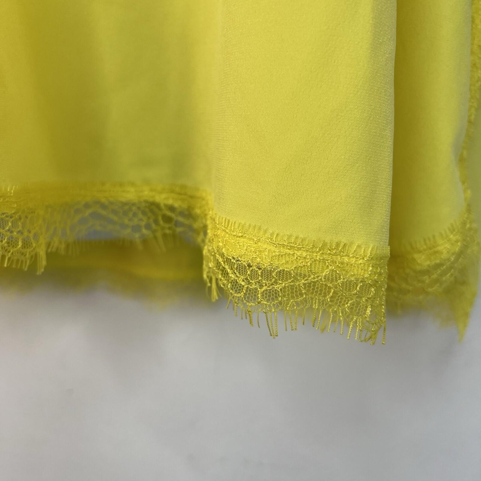 Jason Wu Jersey Stretch Top Size 1X Yellow Fringe Scallop Hem Short Sleeve