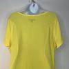 Jason Wu Jersey Stretch Top Size 1X Yellow Fringe Scallop Hem Short Sleeve