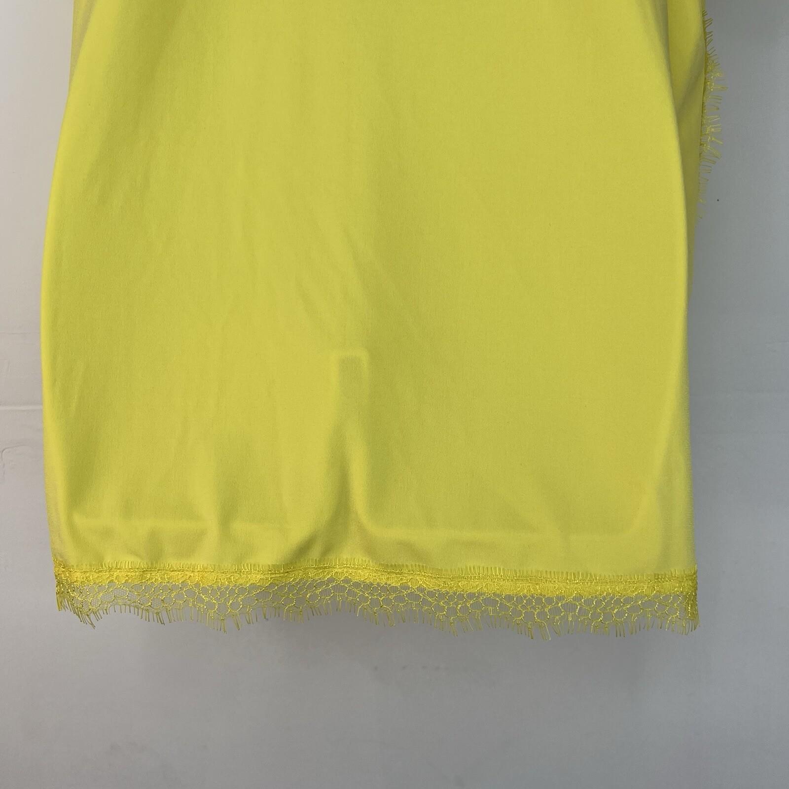 Jason Wu Jersey Stretch Top Size 1X Yellow Fringe Scallop Hem Short Sleeve