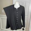 10-6235.jpg Emily Women Polyester Spandex Pant Suit Size 8 Black Lined Collarless 2PC Slim