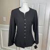 10-6236.jpg Emily Women Polyester Spandex Pant Suit Size 8 Black Lined Collarless 2PC Slim