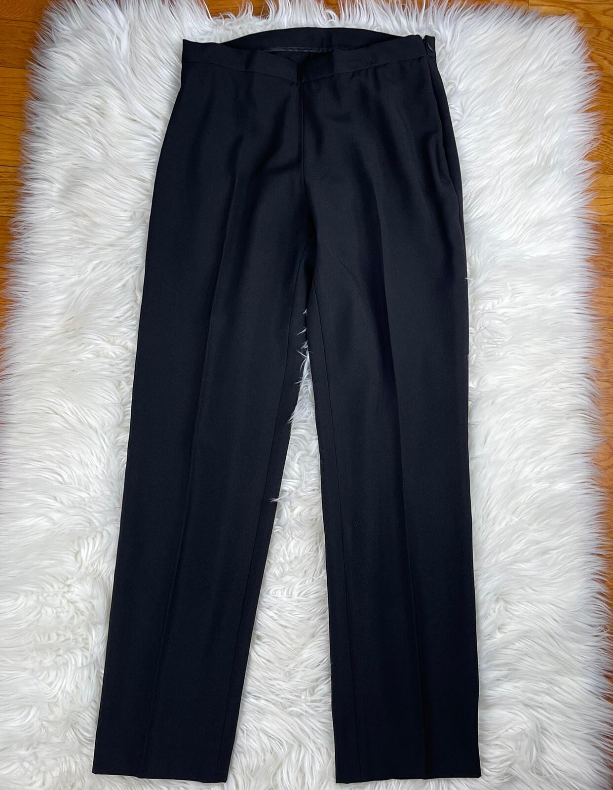 10-6239.jpg Emily Women Polyester Spandex Pant Suit Size 8 Black Lined Collarless 2PC Slim