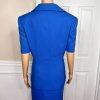 E R GERARD 2 PC Blue Double Breasted Short Sleeves Polyester Skirt Suit Size 14