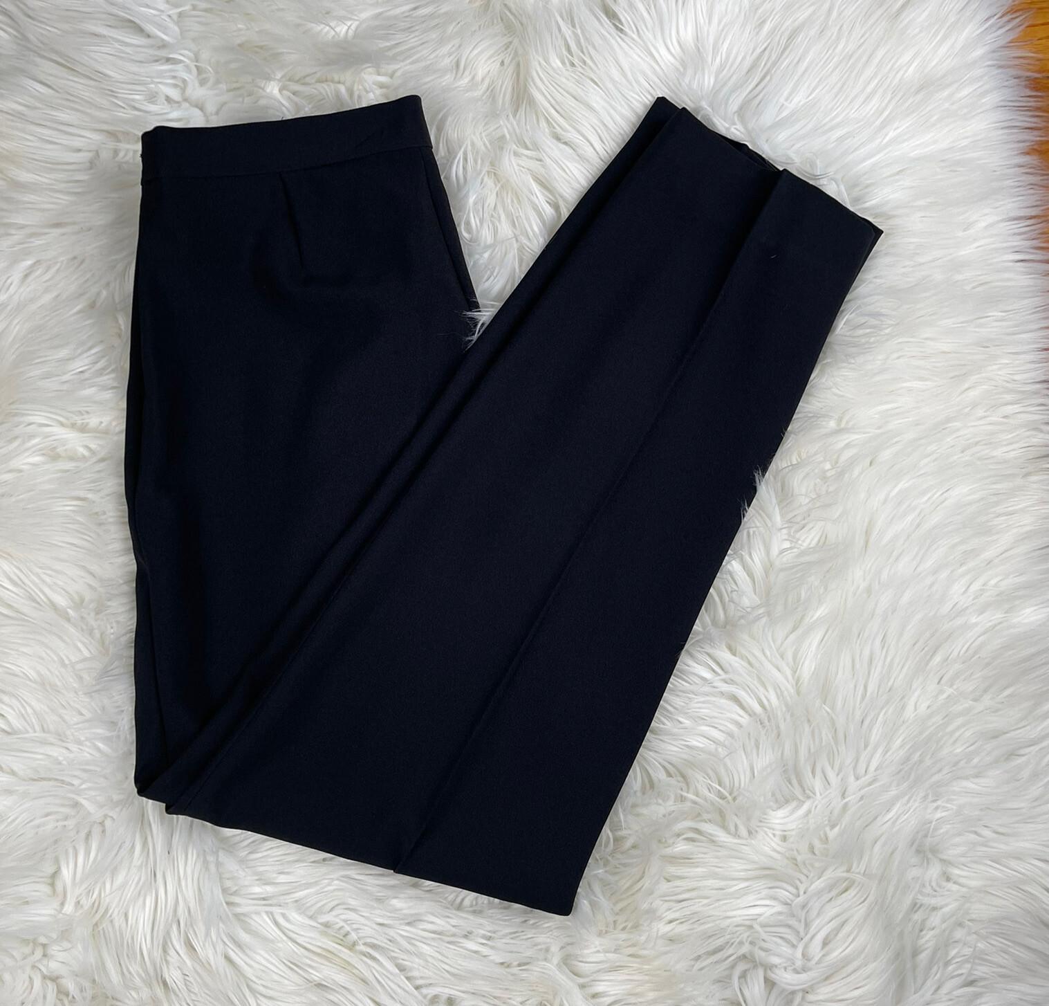 10-6240.jpg Emily Women Polyester Spandex Pant Suit Size 8 Black Lined Collarless 2PC Slim