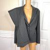 LARRY LEVINE 2PC Gray Striped Polyester Rayon Spandex Career Pant Suit Size 8