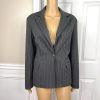 LARRY LEVINE 2PC Gray Striped Polyester Rayon Spandex Career Pant Suit Size 8