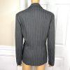 LARRY LEVINE 2PC Gray Striped Polyester Rayon Spandex Career Pant Suit Size 8