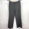 LARRY LEVINE 2PC Gray Striped Polyester Rayon Spandex Career Pant Suit Size 8