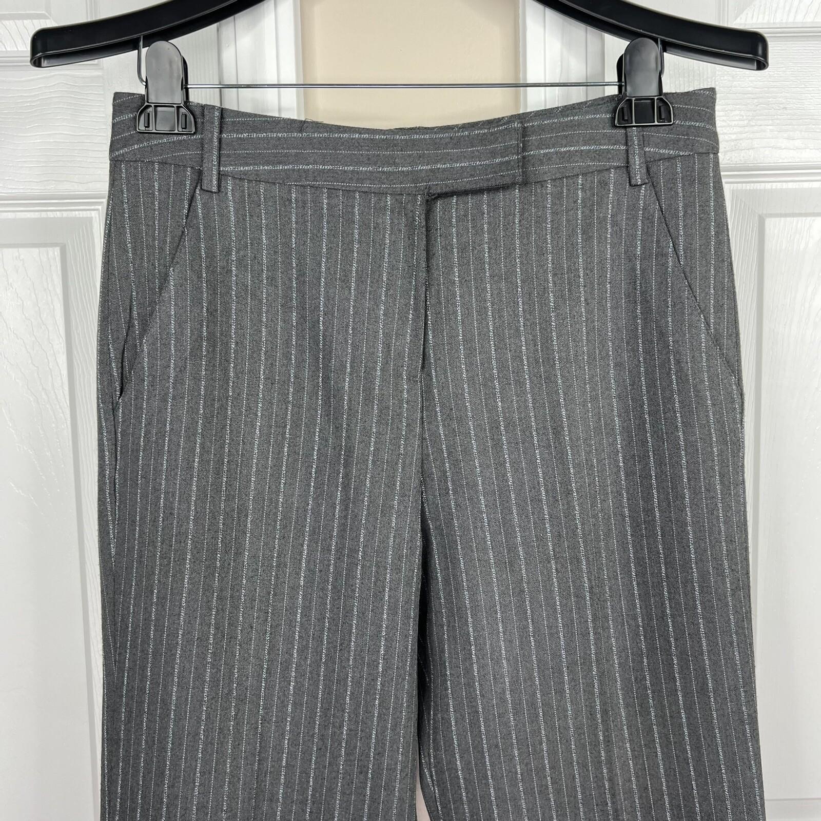 LARRY LEVINE 2PC Gray Striped Polyester Rayon Spandex Career Pant Suit Size 8