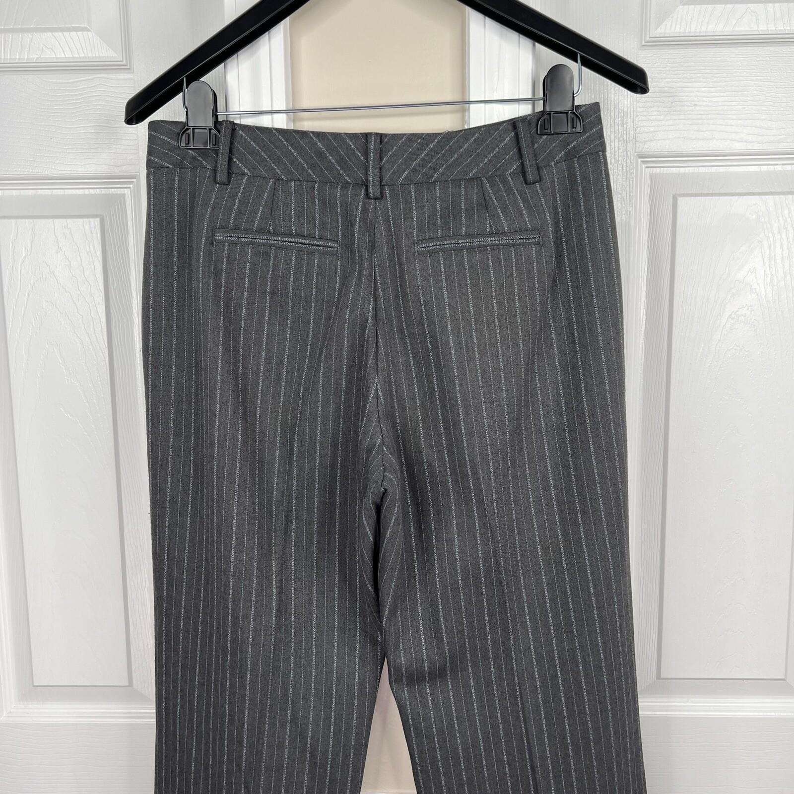 LARRY LEVINE 2PC Gray Striped Polyester Rayon Spandex Career Pant Suit Size 8