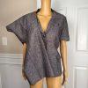 JOHN MEYER Women 2PC Light Brown Rayon Linen Short Sleeves Pant Suit Size 14
