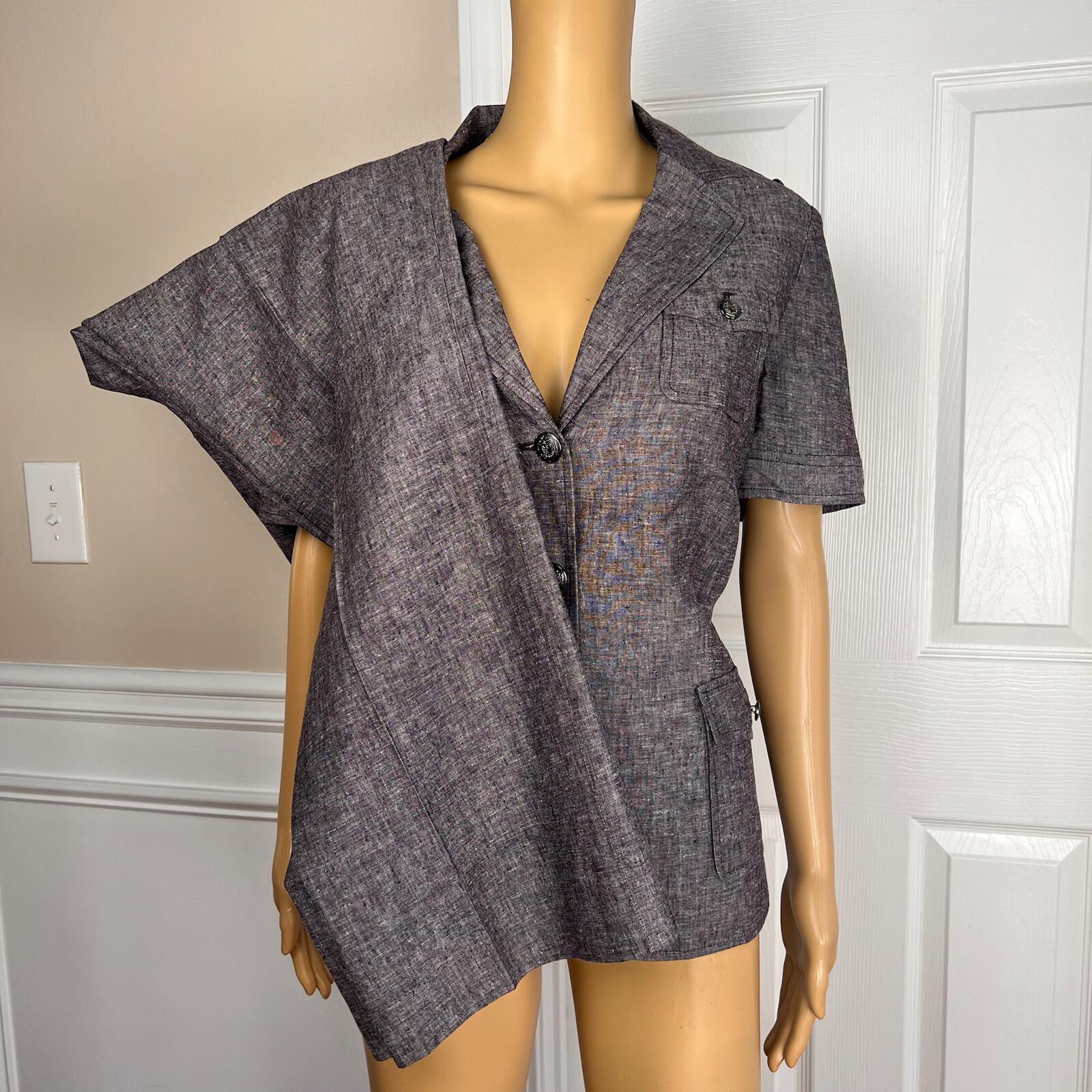 JOHN MEYER Women 2PC Light Brown Rayon Linen Short Sleeves Pant Suit Size 14