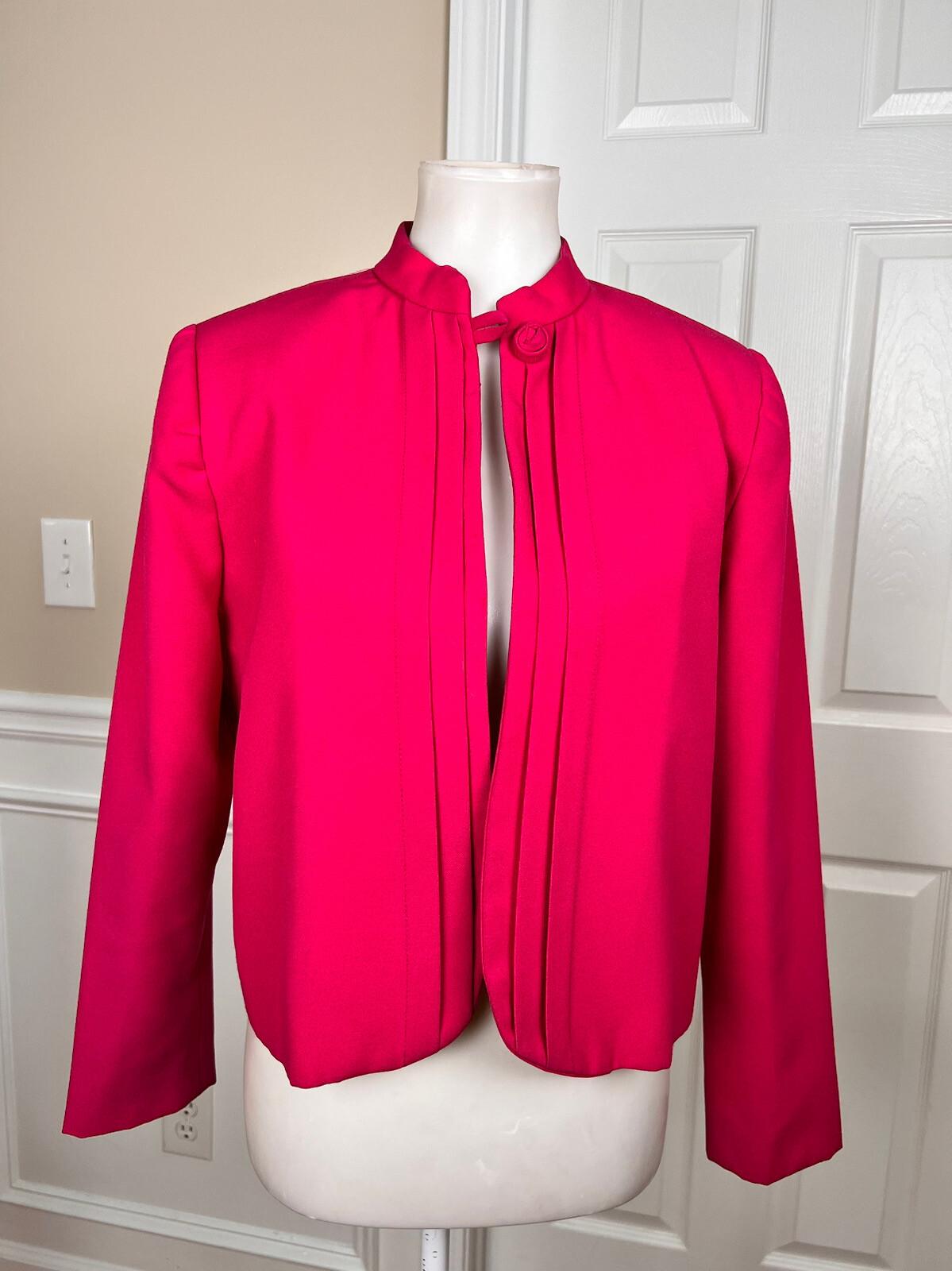 SHERBET VTG Pink Polyester Lined Open Front Stand Up Collar Blazer Size 6-8