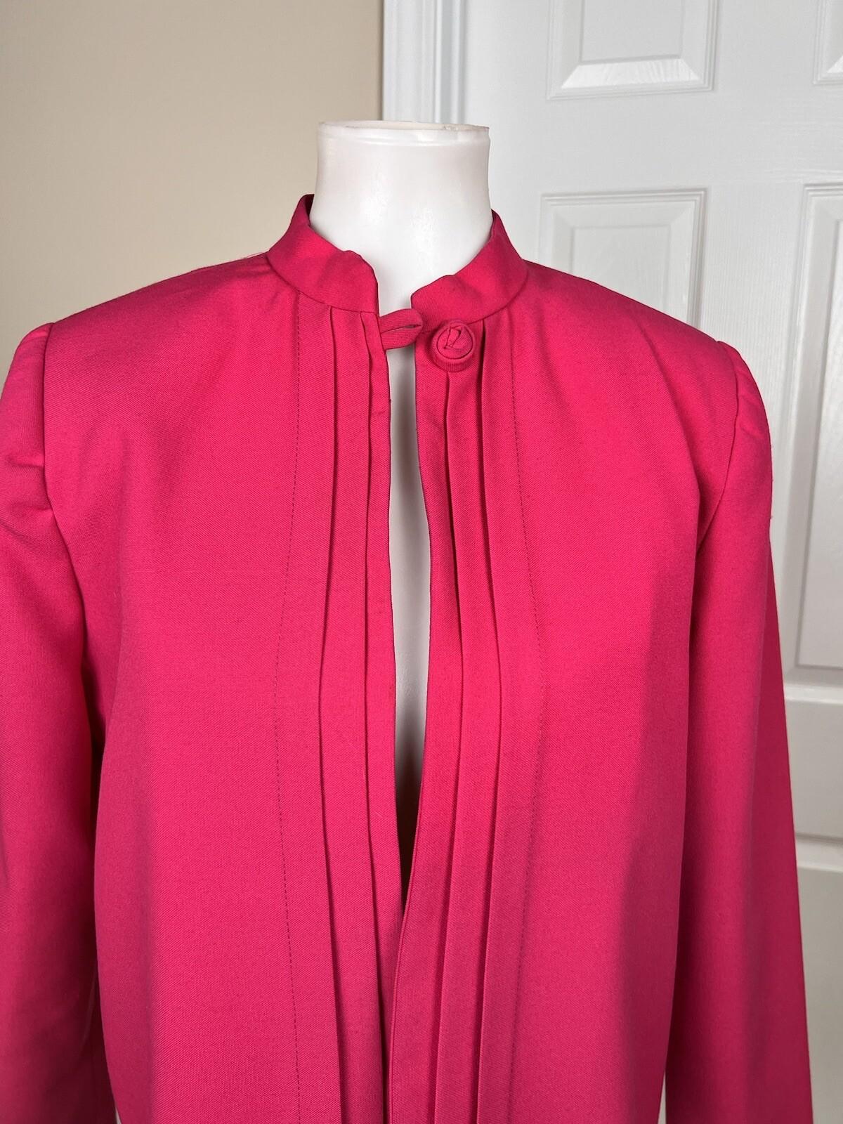 SHERBET VTG Pink Polyester Lined Open Front Stand Up Collar Blazer Size 6-8