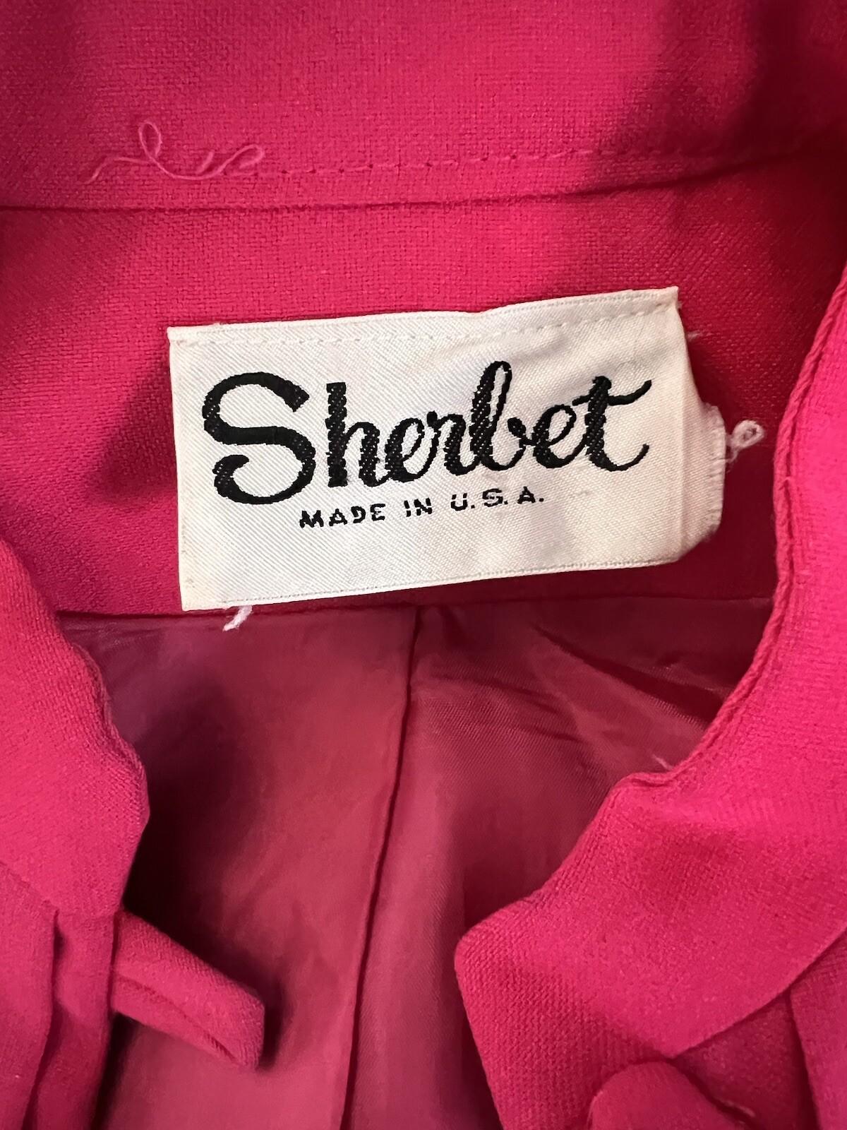 SHERBET VTG Pink Polyester Lined Open Front Stand Up Collar Blazer Size 6-8