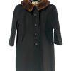 Rothmoor Vintage 1960's Wool PeaCoat Black Size S/M Fur Collar Lined