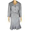 Isabella Polyester Skirt Suit Size 10 Light Gray Belted Ruffle Swing Women 2PC