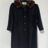 Rothmoor Vintage 1960's Wool PeaCoat Black Size S/M Fur Collar Lined