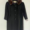 Rothmoor Vintage 1960's Wool PeaCoat Black Size S/M Fur Collar Lined
