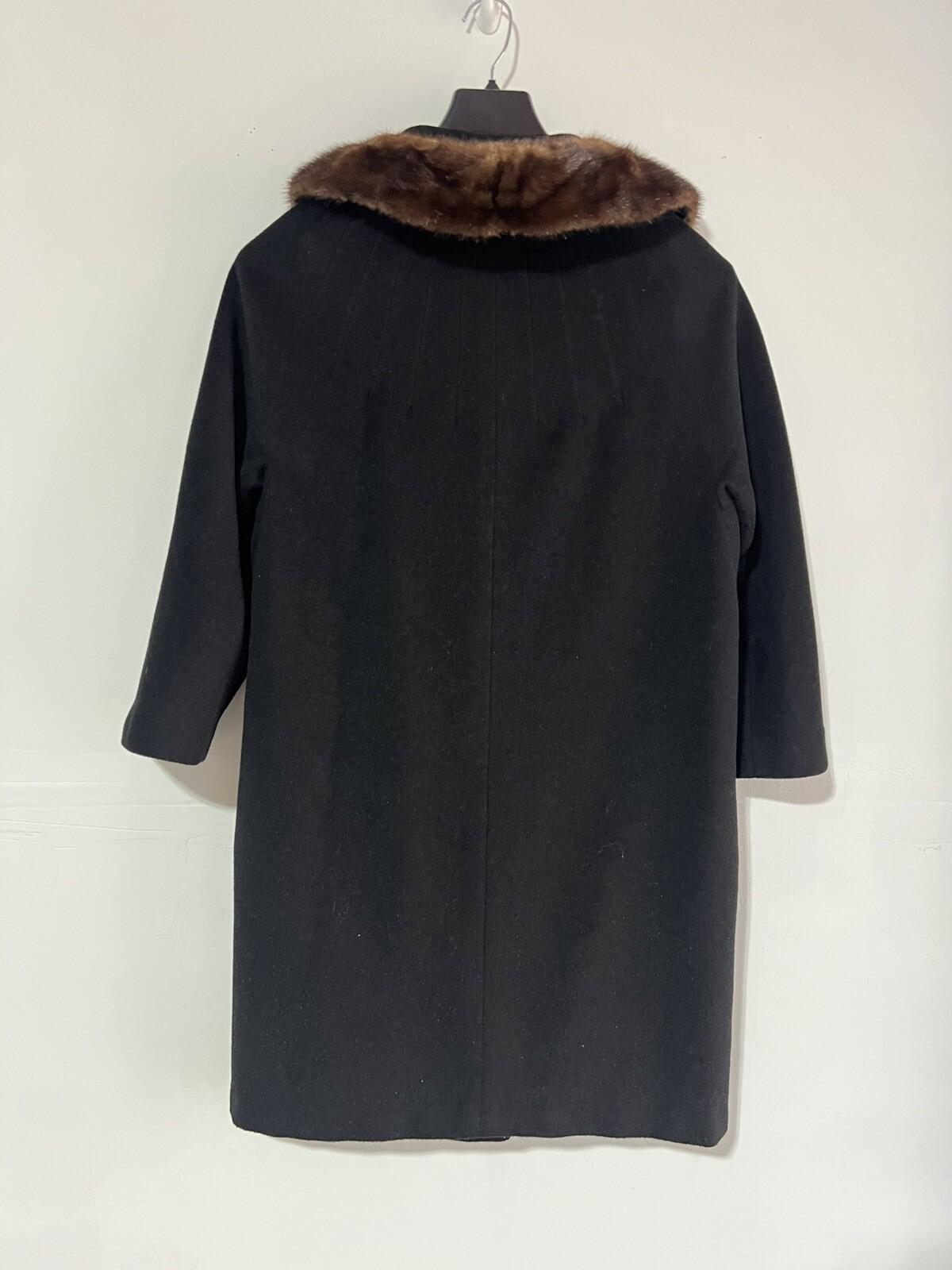 Rothmoor Vintage 1960's Wool PeaCoat Black Size S/M Fur Collar Lined