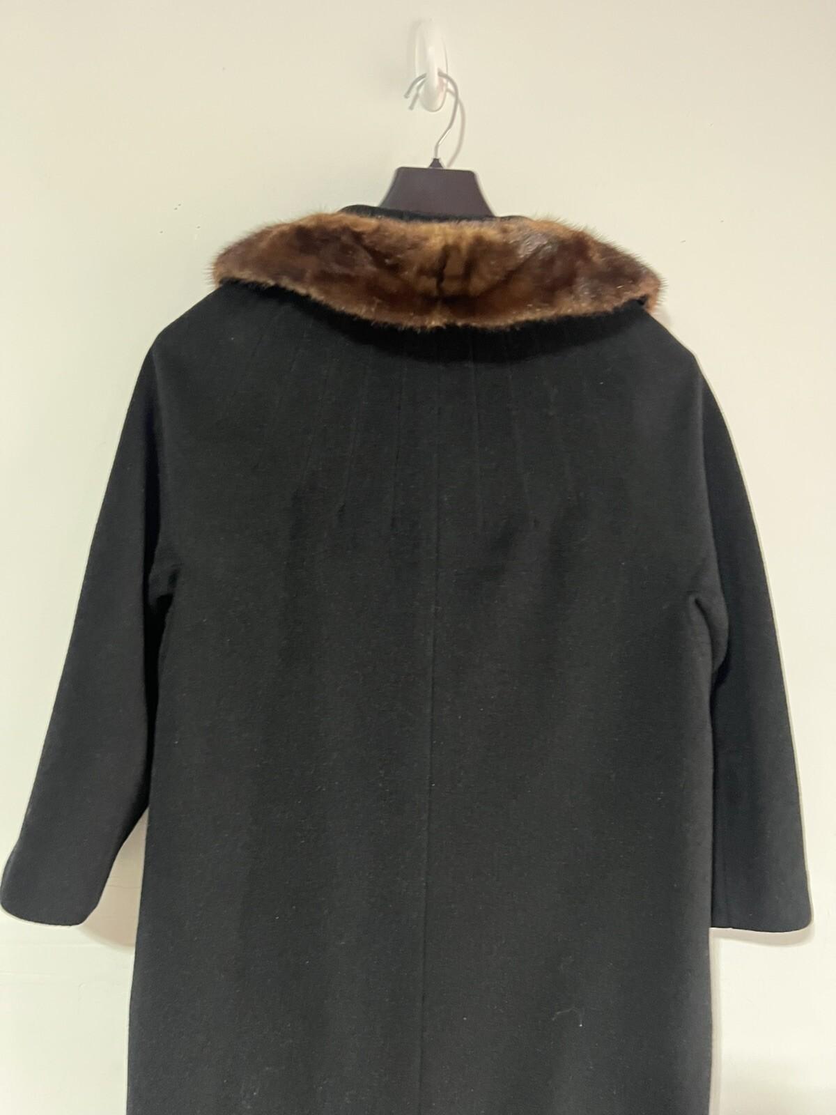 Rothmoor Vintage 1960's Wool PeaCoat Black Size S/M Fur Collar Lined