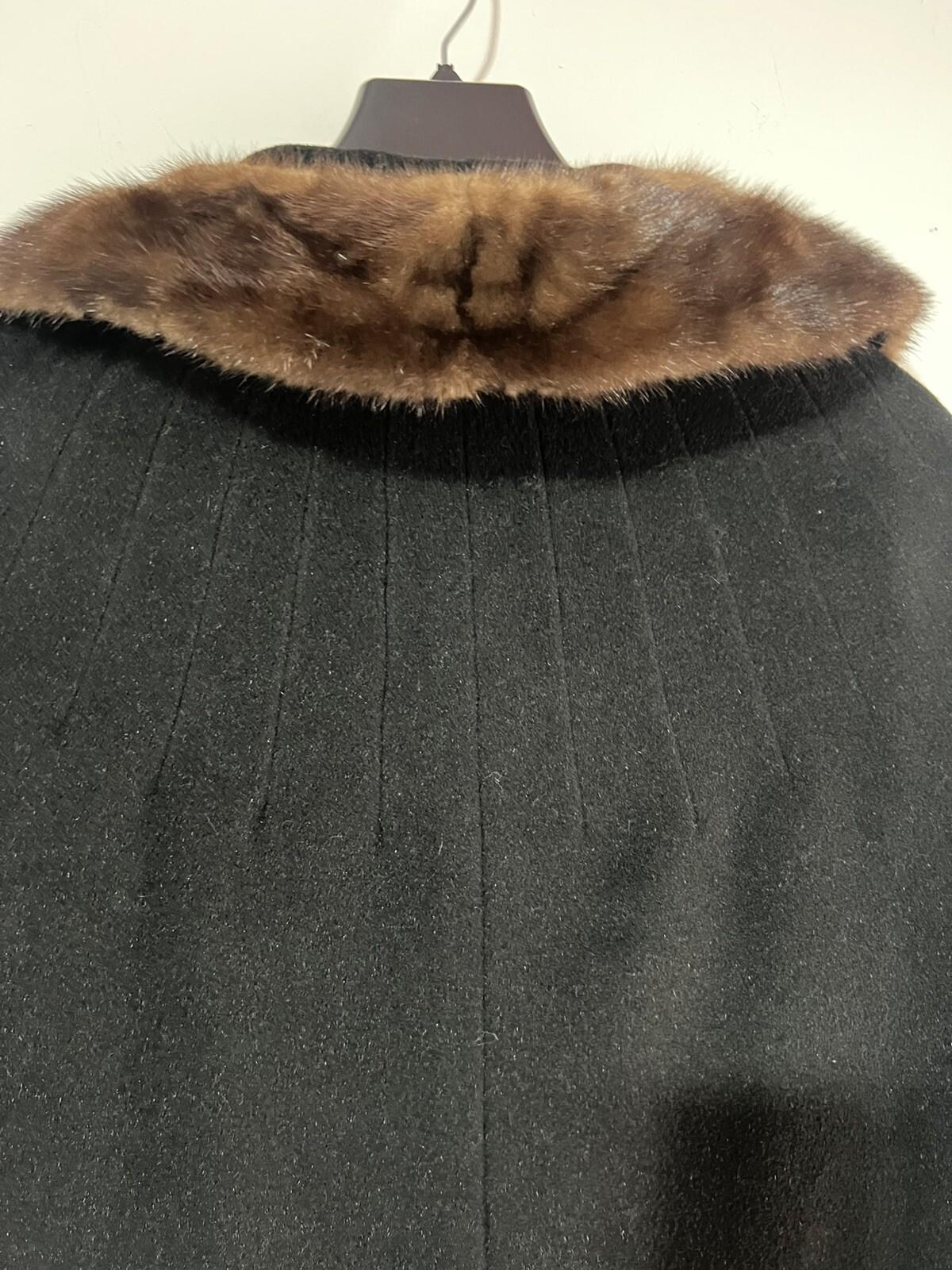 Rothmoor Vintage 1960's Wool PeaCoat Black Size S/M Fur Collar Lined