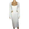 Abercrombie & Fitch Sweater Dress Size M Off White Long Sleeve Cutout Midi New