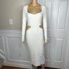Abercrombie & Fitch Sweater Dress Size M Off White Long Sleeve Cutout Midi New