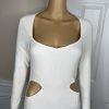 Abercrombie & Fitch Sweater Dress Size M Off White Long Sleeve Cutout Midi New