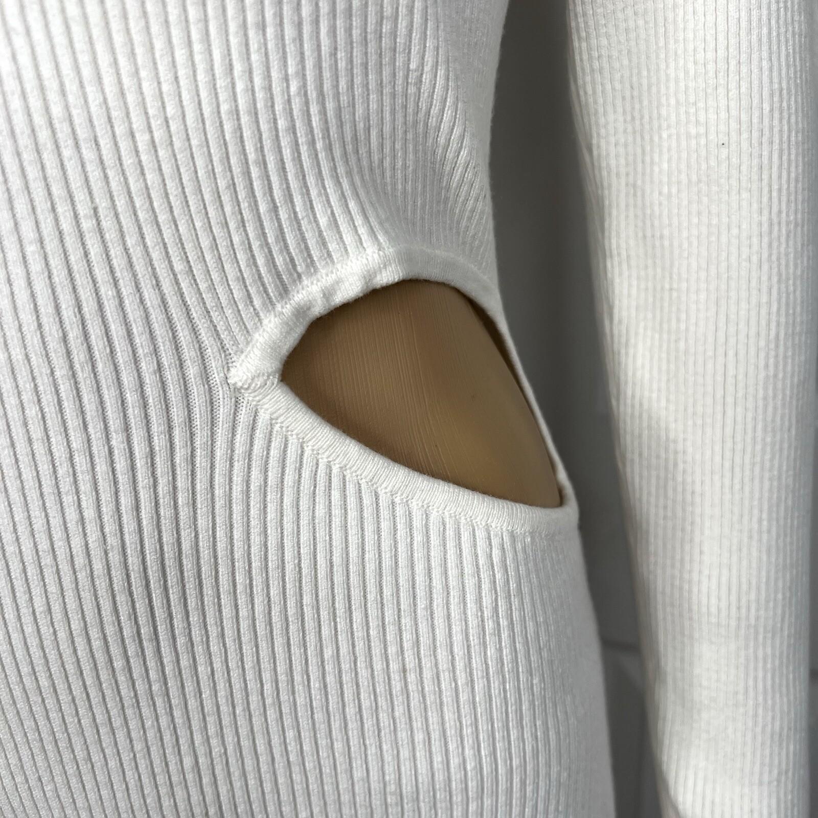 Abercrombie & Fitch Sweater Dress Size M Off White Long Sleeve Cutout Midi New