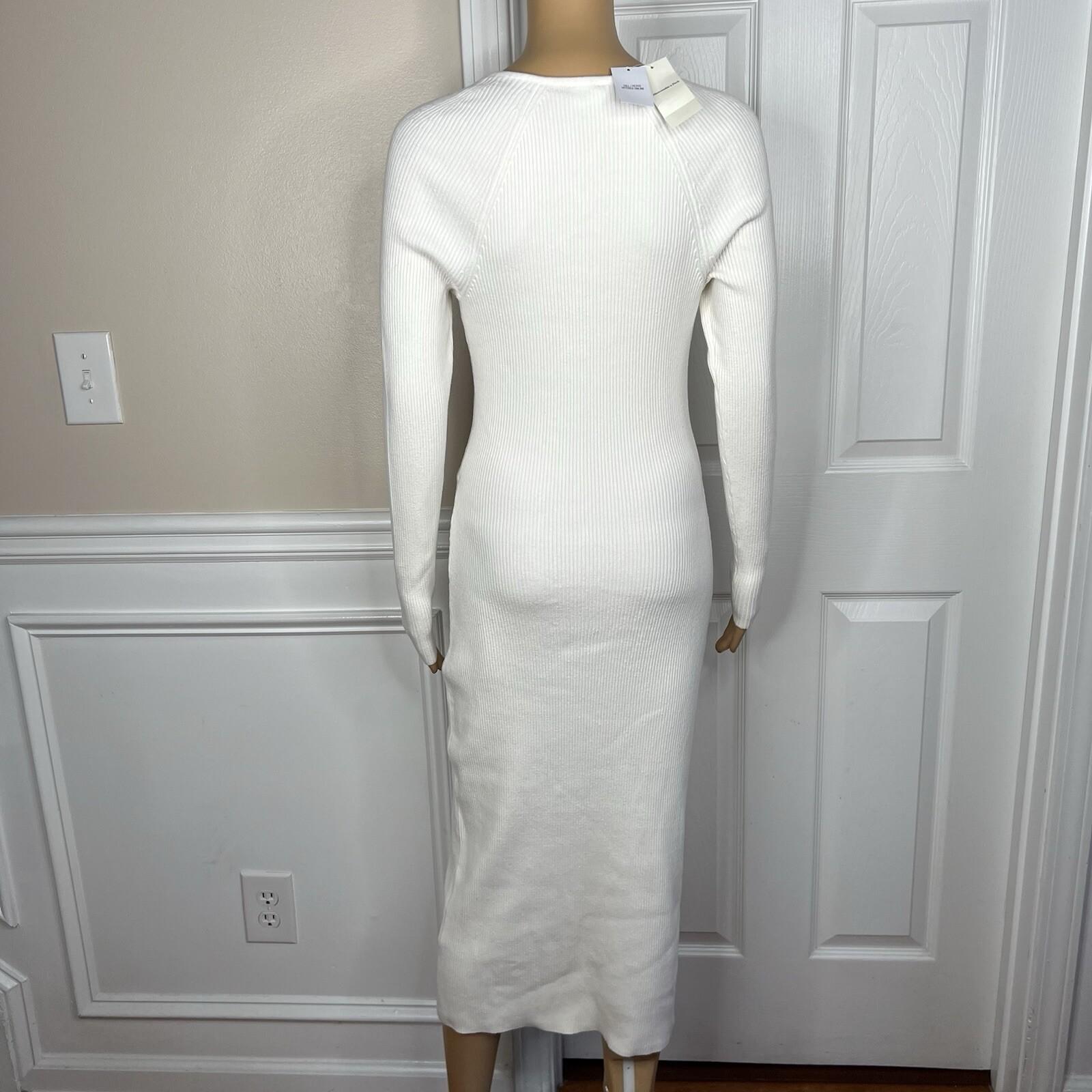 Abercrombie & Fitch Sweater Dress Size M Off White Long Sleeve Cutout Midi New