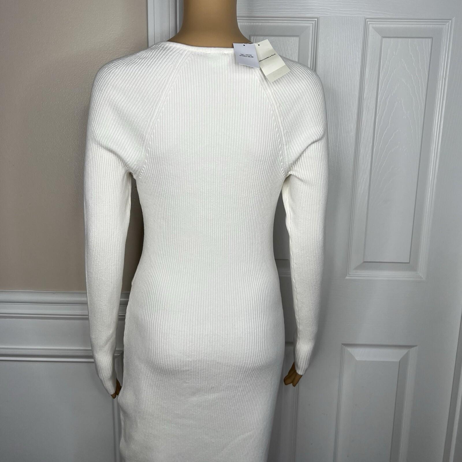 Abercrombie & Fitch Sweater Dress Size M Off White Long Sleeve Cutout Midi New