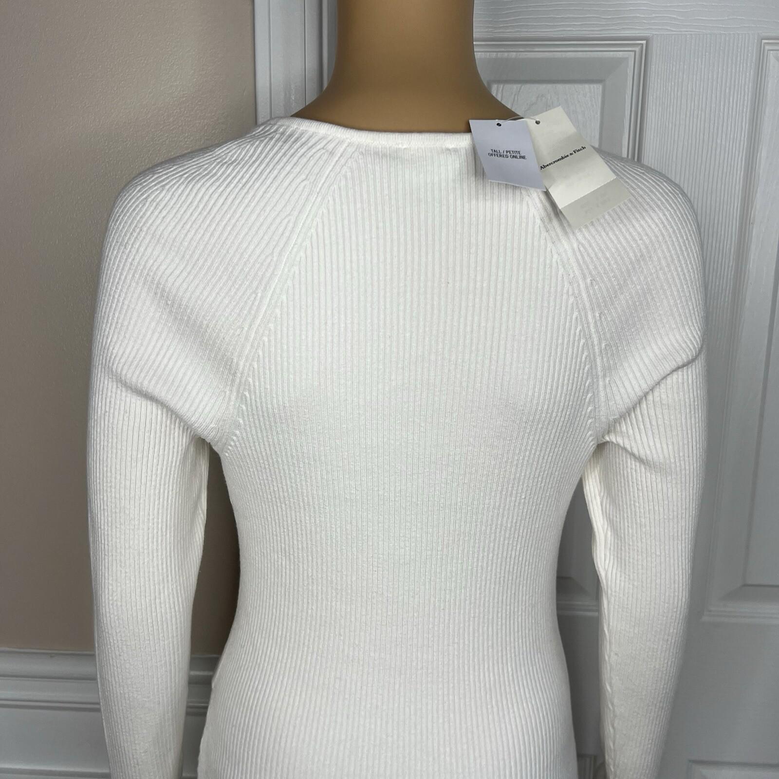 Abercrombie & Fitch Sweater Dress Size M Off White Long Sleeve Cutout Midi New