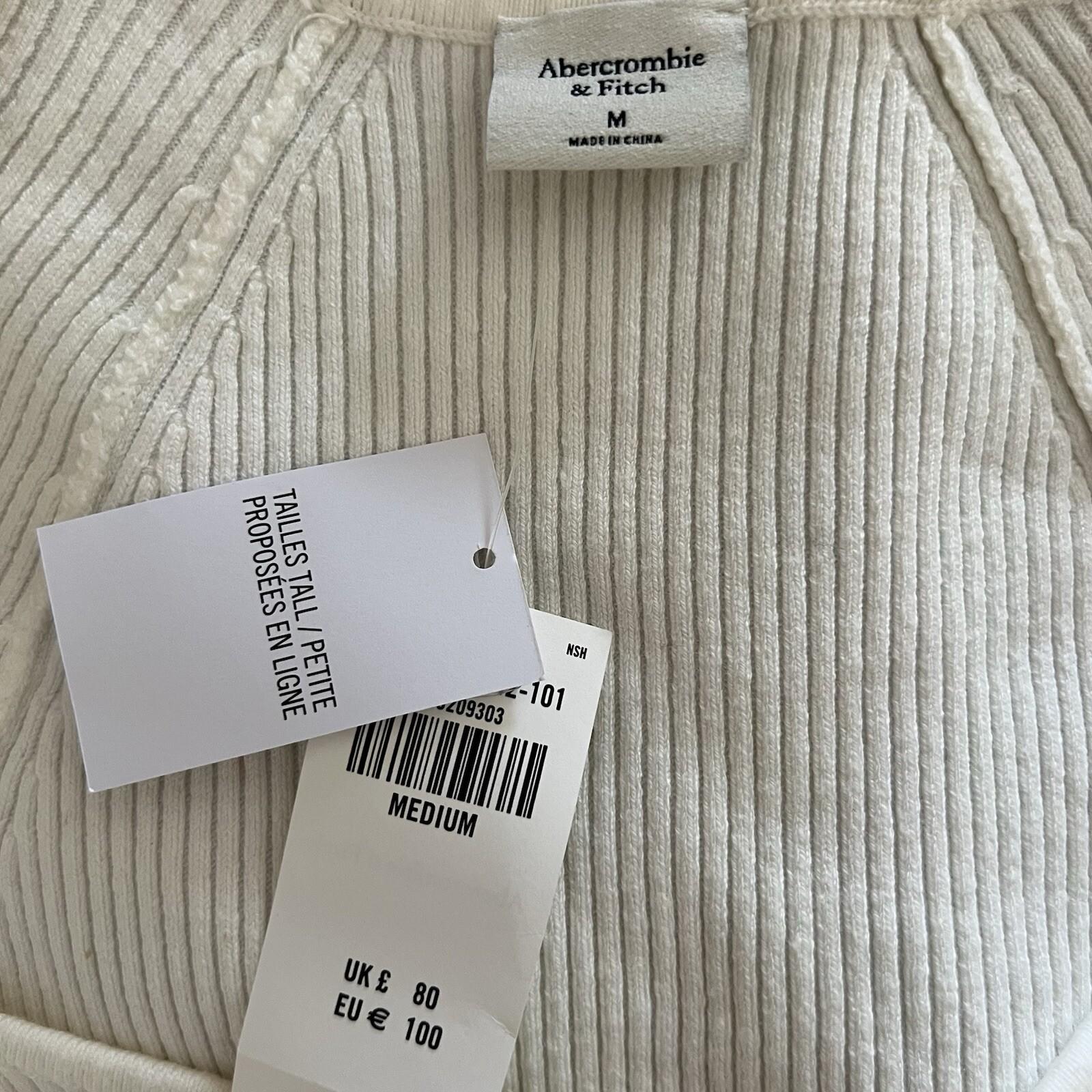 Abercrombie & Fitch Sweater Dress Size M Off White Long Sleeve Cutout Midi New