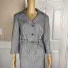 Isabella Polyester Skirt Suit Size 10 Light Gray Belted Ruffle Swing Women 2PC