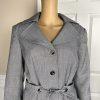 Isabella Polyester Skirt Suit Size 10 Light Gray Belted Ruffle Swing Women 2PC