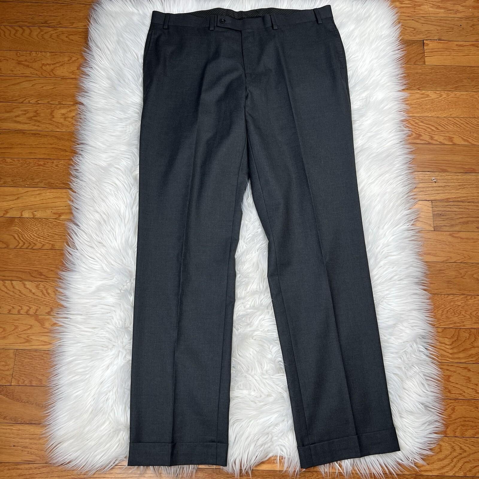 10-6309.jpg Calvin Klein Polyester Rayon Suit 44R Pants 38x33.5 Charcoal Gray Pockets 2PC