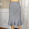 Isabella Polyester Skirt Suit Size 10 Light Gray Belted Ruffle Swing Women 2PC