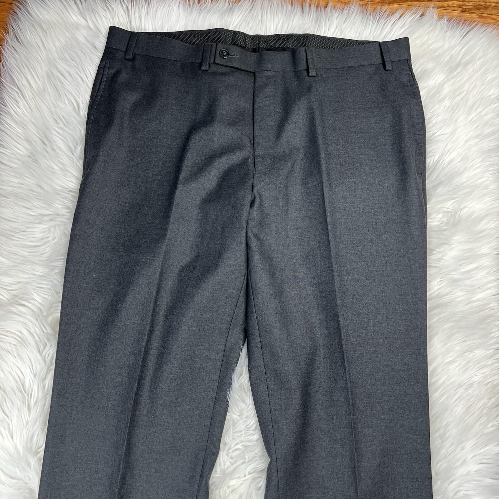 10-6311.jpg Calvin Klein Polyester Rayon Suit 44R Pants 38x33.5 Charcoal Gray Pockets 2PC