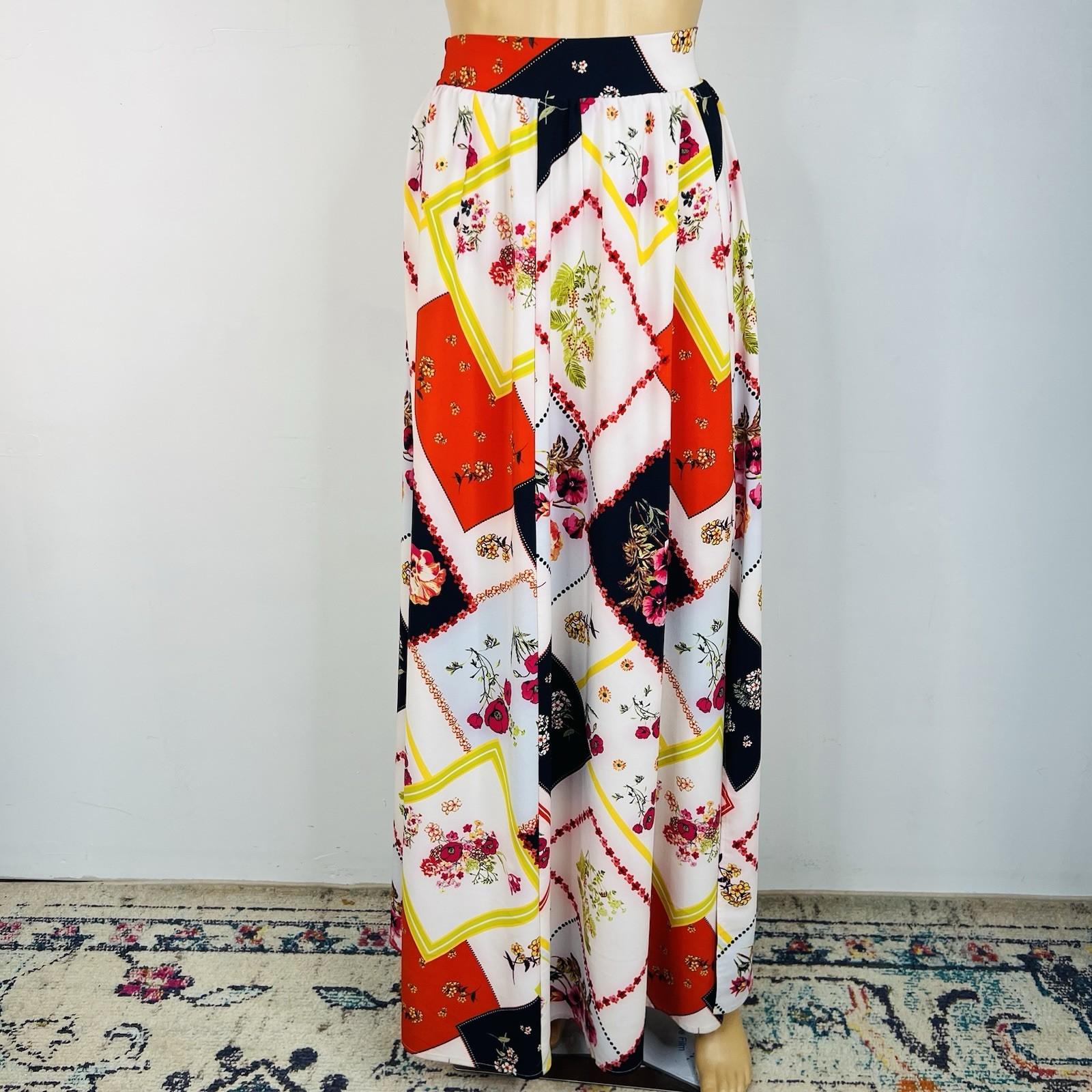 New York & Company Maxi Skirt Size XS/S Multicolored Long Slit Feminine Timeless