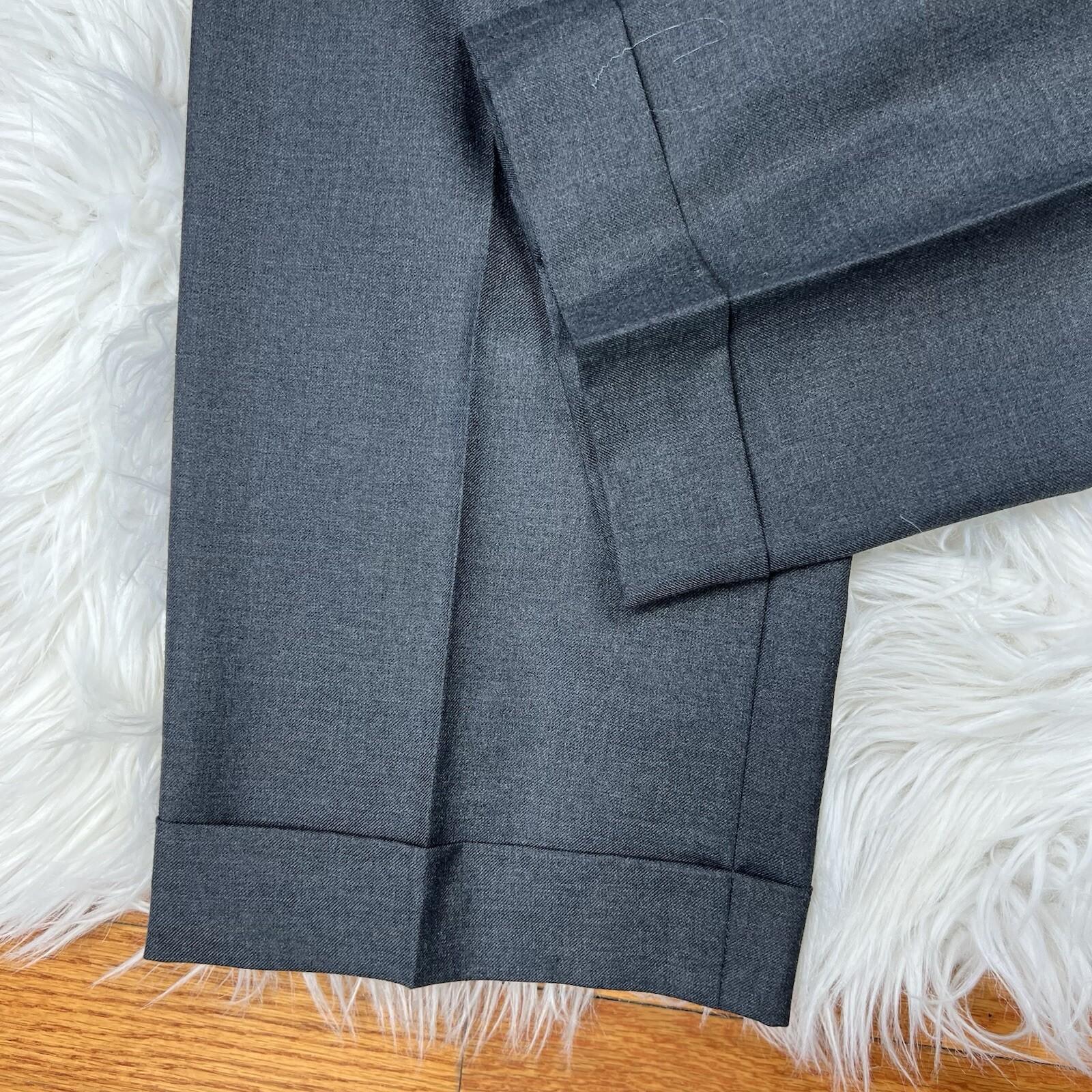 10-6313.jpg Calvin Klein Polyester Rayon Suit 44R Pants 38x33.5 Charcoal Gray Pockets 2PC