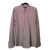 Boss Hugo Boss Button Up Shirt 43/17 Berry Striped Long Sleeve Made In Italy