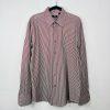 Boss Hugo Boss Button Up Shirt 43/17 Berry Striped Long Sleeve Made In Italy