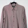 Boss Hugo Boss Button Up Shirt 43/17 Berry Striped Long Sleeve Made In Italy