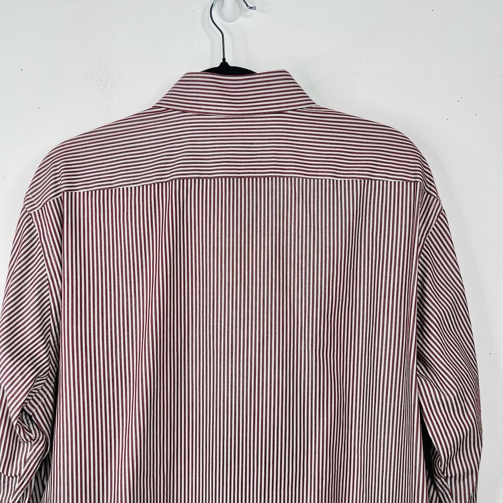 Boss Hugo Boss Button Up Shirt 43/17 Berry Striped Long Sleeve Made In Italy